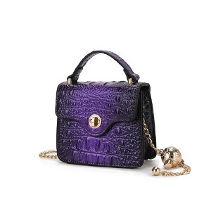 MKF Collection Luxe Croc-Embossed Mini Satchel Bag with Gold Chain Strap, Vegan Leather by Mia K - 1 of 4