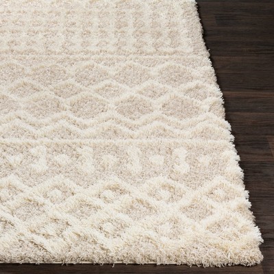 Ivory Shag Rectangular Stain-Resistant Rug
