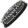 Steeltime Men's genuine black leather/stainless steel/black lava & hematite beads 3pcs bracelets set - 2 of 4