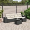 vidaXL 6 Piece Patio Sofa Set with Cushions Black Poly Rattan - Black and Cream without storage 6 Piece - 2 of 4