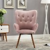 Pink Contemporary Silky Velvet Tufted Button Back Accent Chair - 2 of 4