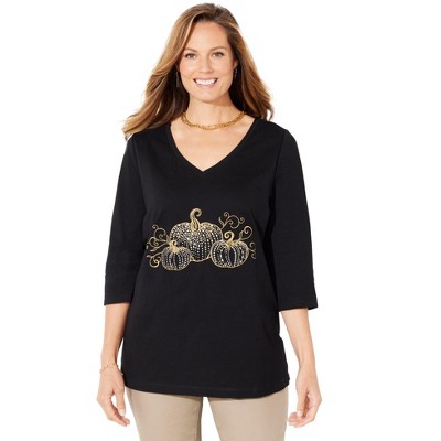 Catherines Women's Plus Size V-Neck Graphic Top