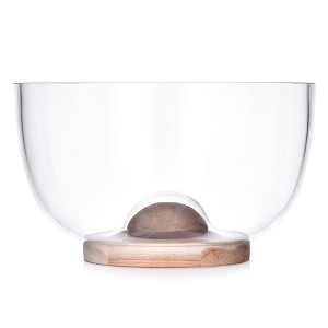 DUKA 9.25 Inch Acacia Wood and Glass Serving Bowl - 1 of 4