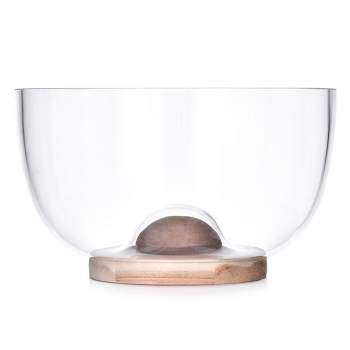 DUKA 9.25 Inch Acacia Wood and Glass Serving Bowl