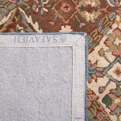 Elegant Heritage Green and Red Hand-Tufted Wool Area Rug - 3' x 5'