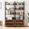 Bookshelf with Drawers Industrial Bookcase with 4 Tiers Open Storage Shelves Rustic Bookshelves 70.87" Tall Display Racks Farmhouse Bookshelf - 4 of 4