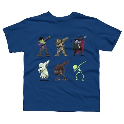 Boy's Design By Humans Dabbing Halloween Creatures Skeleton Zombie Dab By vomaria T-Shirt