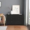 HDZNVF Modern 6 Drawer Dresser, Solid Wood Frame, Retro Shell Handle, Black - 3 of 4