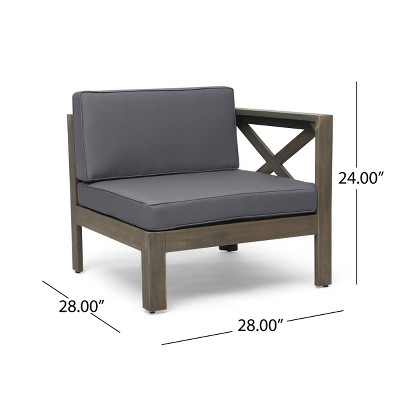 Summertime Elegance Acacia Wood 5pc Outdoor Sofa Set in Dark Gray
