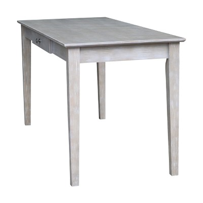Transitional 60'' Washed Gray Taupe Home Office Desk with Drawer