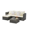3-Pieces Outdoor Patio L-Shaped Sectional Sofa Set with Glass Coffee Table - 2 of 4