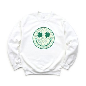 Simply Sage Market Women's Graphic Sweatshirt Clover Leopard Smiley Face St. Patrick's Day - 1 of 3