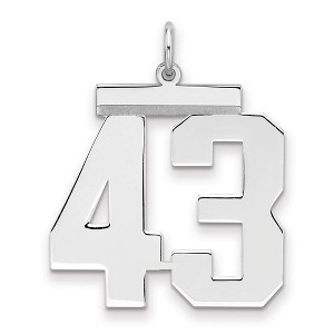 Black Bow Jewelry Sterling Silver, Athletic Collection, Large Polished Number 43 Pendant - 1 of 3