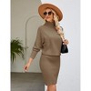 Womens Long Sleeve Knit Short Dress Bodycon Pullover Sweater Dress Ribbed High Neck - 3 of 4