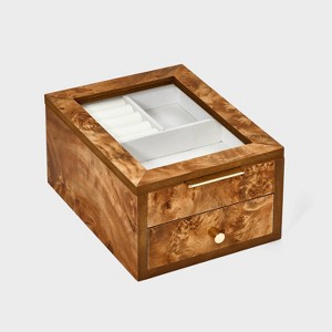 Small Burlwood Veneer Jewelry Organizer Box - A New Day™ Brown - 1 of 2