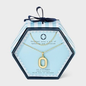 14K Gold Dipped Cubic Zirconia Duo Initial Multi-Strand Necklace - A New Day™ Gold - 1 of 4