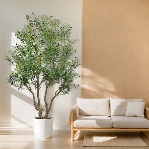 KTMBDW Faux Olive Tree 8ft, Realistic Tall Silk Olive Trees, Fake Olive Tree with Branches and Fruits, Artificial Olive Trees for Home Office Decor - 1 of 4