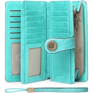 Hachikiko Leather RFID Blocking Wristlet Wallet - Large Capacity Credit Card Holder with 24 Card Slots & ID Windows - 1 of 1