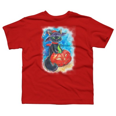Boy's Design By Humans halloween. the witch cat By POLINART T-Shirt