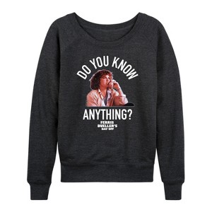 Women's - Ferris Bueller's Day Off - Do You Know Anything Lightweight French Terry Wide Neck Long Sleeve Shirt - 1 of 4