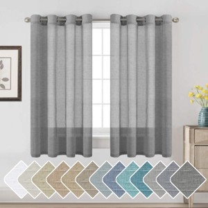 Natural Linen Blended Semi-Sheer Curtains Privacy Assured with Nickel Grommet for Living Room - 1 of 4