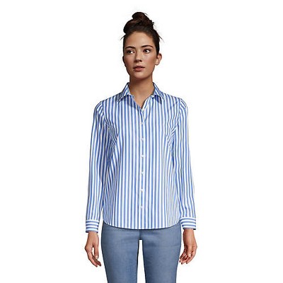 Lands' End Women's Wrinkle Free No Iron Button Front Shirt - 16 ...