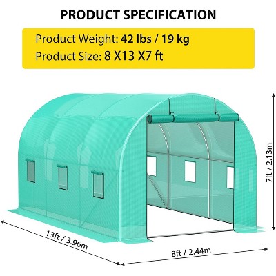 Mini Walk-in Transparent Greenhouse with PE Cover and Anchor, 3 Tiers 4 Shelves Plant Garden for Indoor Backyard Outside