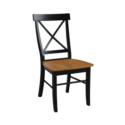 Elegant Black and Cherry Red Cross Back Upholstered Side Chairs, Set of 2