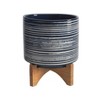 Sagebrook Home 10" 2pc Ceramic Planters On Stand Blue: No Assembly, Indoor/Outdoor Decor - 3 of 4