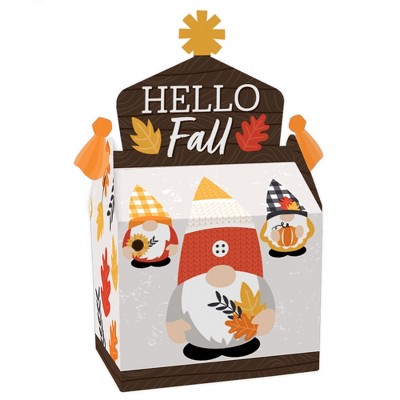 Big Dot of Happiness Fall Gnomes - Treat Box Party Favors - Autumn Harvest Party Goodie Gable Boxes - Set of 12