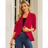 Coolmee Women's Casual Blazers 3/4 Sleeve Open Front Lightweight Cardigan Drape Ruffles Work Office Suit Blazer Jackets - 2 of 4