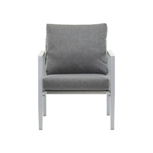 TiramisuBest Silver Aluminum Lounge Chair with Rope Accents & Cushions,Modern Indoor & Outdoor Seating (Gray/Silver+White) - 1 of 4