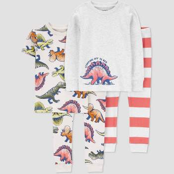 Carter's Just One You® Toddler Boys' Dinosaur Printed & Striped Pajama Set - Orange/Gray