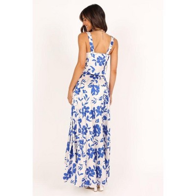 Blue Floral Crop Top and High-Low Skirt Set XL