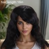 Unique Bargains Women's Long Hair Big Curly Bangs Hair Wig Real Human Hair 16in Black 1 Pc - 4 of 4