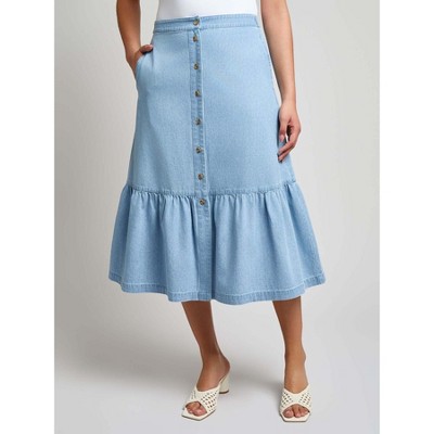 Jones New York Plus Flounced Button Front Skirt