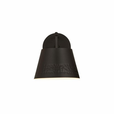 Maddox Matte Black Dimmable Wall Sconce with Hammered Detail