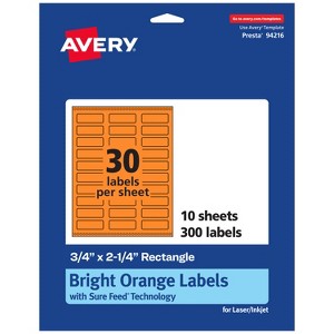 Avery Bright Orange Paper Labels, 0.75" x 2.25" Rectangle - 1 of 4