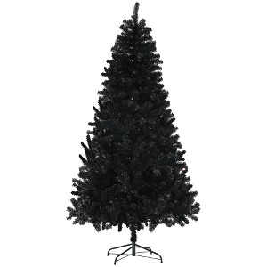 HOMCOM 9ft Unlit Artificial Black Christmas Tree, Holiday Décor with 2132 Branch Tips, Auto Open, Steel Base for Home Office, Black - 1 of 4
