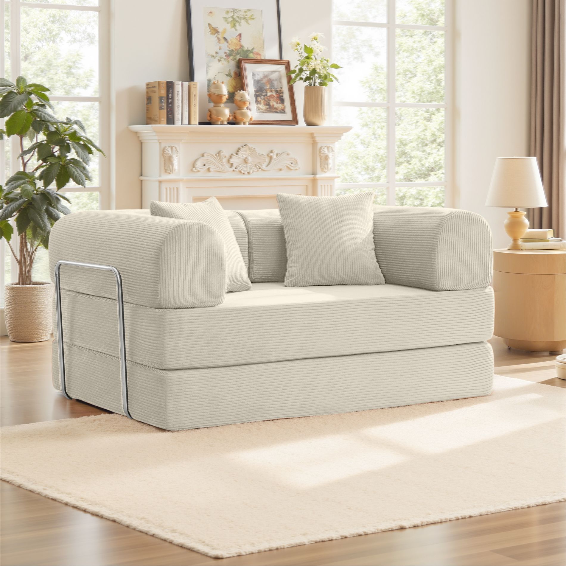 KERDOM Folding Sofa Bed, Floor Couch Convertible Sofa with Armrests, Sleeper Mattress Bed Comfy Portable for Living Room Bedroom