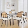 Bekrvio Rattan Dining Chairs Set of 4/6 - Mid Century Modern Boucle Upholstered Cane Back Side Chairs with Metal Legs for Kitchen - 3 of 4