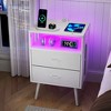 KTMBDW Set of 2 Mid Century Nightstand with Charging Station, End Table Modern Side Table with Fabric Drawer for Home Bedroom Living Room - 3 of 4
