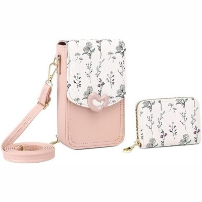 FATMOON Women's Leather Small Crossbody Cell Phone Bag - Adjustable Removable Strap Zipper Shoulder Handbag Purse with Mini Bag