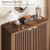 Wooden shoe cabinet with louvered doors, freestanding narrow entryway and hallway shoe rack, accommodates 24 pairs of shoes. - 3 of 3