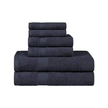 Modern Solid Classic Premium Luxury Cotton 6 Piece Bath, Face, and Hand Towel Set by Blue Nile Mills