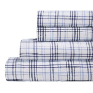 Plaid Flannel Cotton Deep Pocket Sheet Set by Blue Nile Mills - 1 of 4