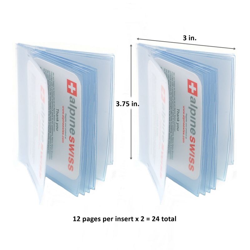 Alpine Swiss SET OF 2 Clear Plastic Wallet Inserts 12 Pages Picture Card Holder, 2 of 8