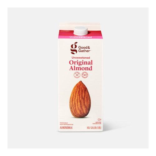 Unsweetened Original Almond Milk - 0.5gal - Good & Gather™, Original Almond Milk - 0.5gal - Good & Gather™, Unsweetened Vanilla Almond Milk - 0.5gal - Good & Gather™, Silk Unsweetened Almond Milk - 0.5gal