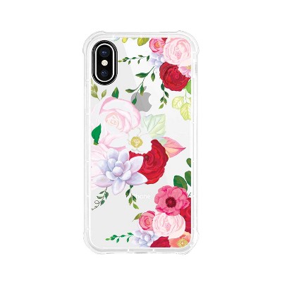 OTM Essentials Apple iPhone X/XS Tough Edge Florals &#38; Nature Clear Case - Flower Garden Red