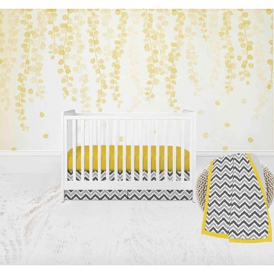 Bacati - Ikat Dots Giraffe Yellow Grey Muslin Neutral 3 pc Crib Set